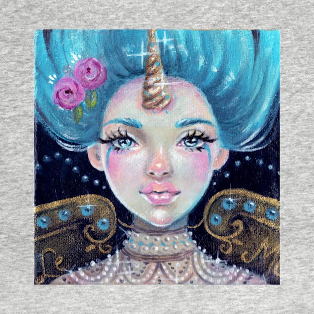 Betty Blue - Blue haired circus unicorn girl by KimTurner